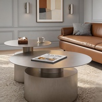 Table basse combinée moderne en acier inoxydable, durable, style luxe léger, en métal, pour salon