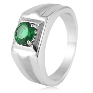 yunnique <b>Titanium</b> Steel <b>Ring</b> With Red Gemstone Prong Setting Geometric Design Unisex Wedding Jewelry Gift - Product Image 3