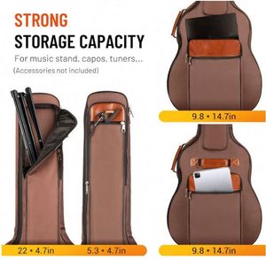 Échantillon Gratuit : Housse de Guitare 6 Poches en Tissu Oxford Imperméable avec Rembourrage Épais en Mousse de 0,5 Pouce pour Guitare Acoustique et Classique - Product Image 2