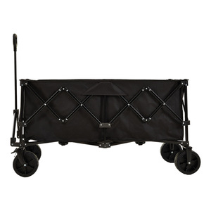 Outdoor <b>Folding</b> Camping <b>Cart</b> 150kg Load Capacity Four-Wheel Foldable Storage <b>Trolley</b> Carbon Steel Black - Product Image 4
