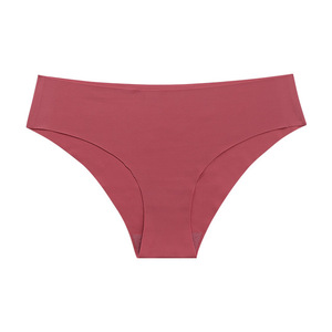Culottes de bikini sans couture pour femmes, taille mi-haute, couleur unie, tricotées, style basique, marron - Product Image 4