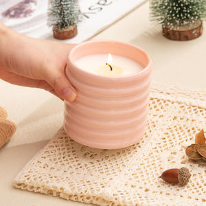 Vaso cilíndrico de cerámica para velas, vacío, hecho a mano, contenedor de aromaterapia para regalo o uso comercial DF2912 - Product Image 3