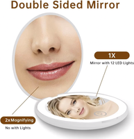 Travel Compact 10X Magnifying LED Handheld Foldable Single-Sided Makeup Mirror for Women