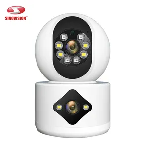 Kamera IP WiFi kubah PTZ dalam ruangan lensa ganda nirkabel kamera pemantau bayi pengawasan keamanan pelacakan otomatis