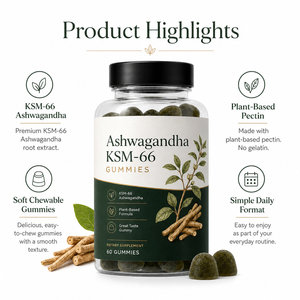 Gomitas Veganas Sin Gluten con Antioxidantes Naturales, Ashwagandha Orgánica y L-Teanina para Mejorar la Memoria, el Sueño y la Inmunidad para Adultos - Product Image 4