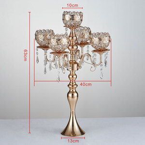 Tempat Lilin Kristal 5 Lengan, Tempat Kaca untuk Dekorasi Pernikahan