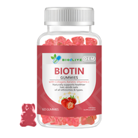 Gummies à la biotine aromatisées à la fraise, collagène, kératine, vitamine C, complément alimentaire en gummies, formule délicieuse et riche en nutriments, consommation quotidienne