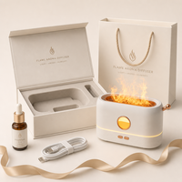 Humidificateur d'air à flamme réaliste 200 ml, diffuseur d'huiles essentielles USB avec lumière de nuit à 3 couleurs pour la maison, la chambre et le bureau