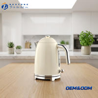 Bouilloire électrique en acier inoxydable de 1,7 L avec lumière LED, élément chauffant dissimulé et rangement du cordon