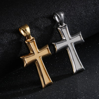 Pendentif Croix en Acier Inoxydable Plaqué Or 33x29x3mm, Breloque Religieuse Tendance pour Collier DIY, Mariages Personnalisés