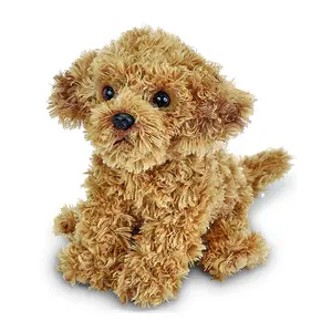 A079 Fluffy Plush Stuffed Animal Puppy Dog Toy Golden Brown Labradoodle Dog Plush Toy Animals