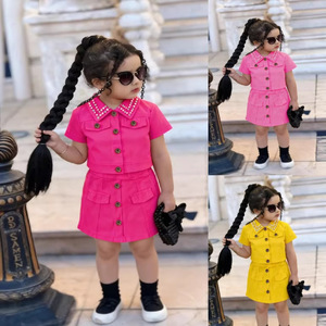 Vestito in Denim a Maniche Corte Personalizzato per Bambine/Vestito in <span class=keywords><strong>Jeans</strong></span> per Neonata/Abbigliamento per Bambini all'Ingrosso - Product Image 3