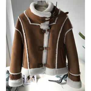 เสื้อโค้ทขนสัตว์ขนแกะแบบบูรณาการสำหรับผู้หญิงเสื้อคลุมแฟชั่นสำหรับฤดูใบไม้ร่วงและฤดูหนาว - Product Image 1