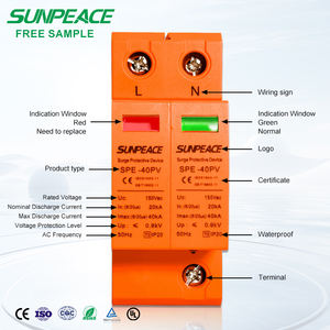 <span class=keywords><strong>DC</strong></span> SPD 1200V 2P 3P 4P Solar PV Dispositivos de protección contra sobretensiones 20KA 40kA T2 Doble Polo 2P 2 polos 2 polos Protección contra sobretensiones - Product Image 1