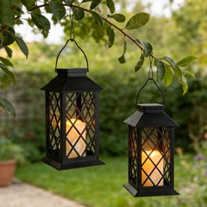 <b>Bulk</b> Stock Solar <b>Candle</b> Holders Lanterns <b>Candle</b> Jars Hanging Lights Rustic Iron Frame Waterproof Garden Decoration Lantern - Product Image 1