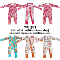 Combinaison bébé en bambou à fermeture éclair bidirectionnelle, boîte mystère, boîte surprise, imprimé animal aléatoire, pyjama à manches longues, vêtements pour tout-petits, vente en gros