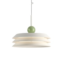 Lustre LED réglable en hauteur en fer forgé crème, design créatif en acrylique vert et blanc, lampe de table à manger, idéal pour maison d'hôtes et bar, style simple