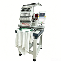Machine à broder industrielle à tête unique 15 aiguilles pour casquettes, nouvelle, 1200 tr/min, automatique, pour production en série en atelier, multicolore