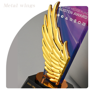Trofeo in Cristallo con Design ad <span class=keywords><strong>Ali</strong></span> Metalliche, Stampa a Colori, Premio per Dipendenti Eccezionali, Ricordo Onorifico, Vendita all'Ingrosso - Product Image 5