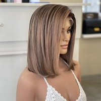 Noeuds blanchis 13x4 cheveux humains avant de lacet perruque Bob perruques vague droite vierge européenne blond miel perruques de cheveux humains