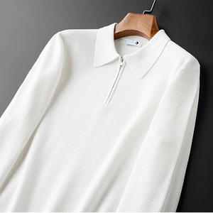 เสื้อโปโลแขนยาวผู้ชายแบบถักลายวาฟเฟิล คอซิปครึ่งตัว ผ้าหนานุ่ม อุ่นสบาย สำหรับฤดูใบไม้ร่วงและฤดูหนาว - Product Image 6