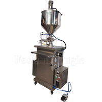 Machine de remplissage semi-automatique pneumatique à piston pour miel, ketchup, sauces, boissons, produits chimiques, shampoings, liquides et pâtes, avec chauffage et mélange