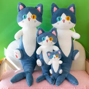 New Design Creative Cute Soft Stuffed Shark Shaped Plush Long Cat Pillow Toys for Girls Gifts