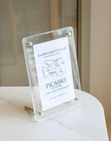 Support de menu en acrylique transparent de qualité supérieure, réversible, double face, pour affichage sur bureau, liste de prix, cadre photo, numéro de table de mariage