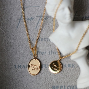 MICCI-Colgante de moneda de acero inoxidable chapado en oro para mujer, joyería de deseos de buena suerte, resistente al agua, venta al por mayor - Product Image 2