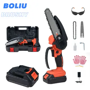 6 inch chuỗi Saw cầm tay pruner Pin 21V có thể sạc lại xách tay mini điện Chainsaw với động cơ không chổi than