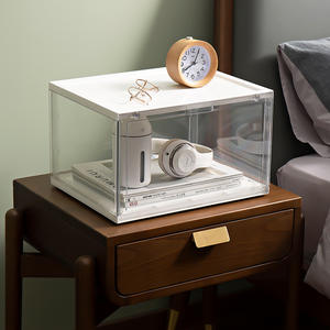 Scatola Portascarpe in Plastica Trasparente Impilabile, Design Pieghevole e Smontabile per <span class=keywords><strong>Sneakers</strong></span>, Taglia US 13, Nero, Apertura Frontale per Soggiorno - Product Image 6