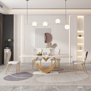 <span class=keywords><strong>2025</strong></span> mới đến hình trái tim hiện đại bàn ăn đặt màu vàng bàn bếp cho 6 người sang trọng bàn ăn đồ nội thất gia đình - Product Image 2