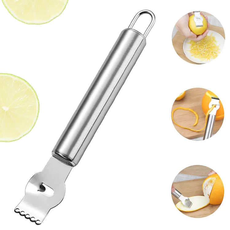 Aço inoxidável 304 Lemon Peeler Zester Ralador de frutas cítricas Laranja Peeler Frutas Peeling Faca Mini Ralador Bar Cozinha Ferramenta