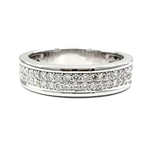Nuovissimo stile Trendy all'estero 18k oro bianco vero diamante rotondo gioiello dettagliato anello di fidanzamento di nozze per la ragazza