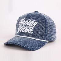 Casquette de baseball trucker vintage à 5 panneaux avec broderie 3D personnalisée et boucle métallique à profil haut