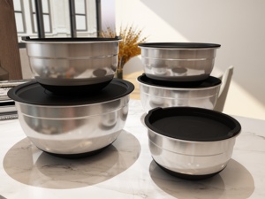 Nhà bếp bakeware trộn bát đặt 5 cái thép không gỉ Màu Đỏ Bát salad với graters - Product Image 6