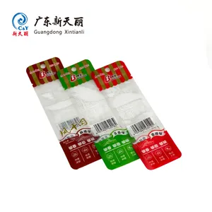 Saco de embalagem de carne flexível chinês, saco transparente para selo de três lados, saquinho pequeno para alimentos, fácil de entalhar