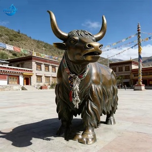 รูปปั้นแพะป่าสีบรอนซ์ งานประติมากรรมสัตว์ งานศิลปะตกแต่งจากแพะทิเบต งานหล่อทองแดงทำมือ ของตกแต่งสวนกลางแจ้ง - Product Image 4