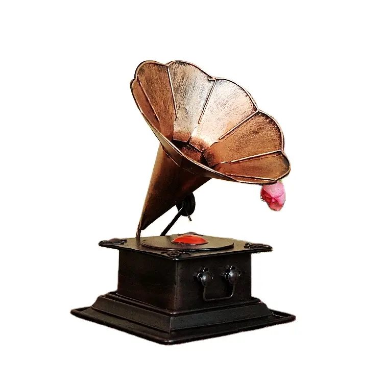 Metall Handwerk Retro Phonograph Modell Vintage Classic Grammophon Modell für Cafe Bar Dekoration