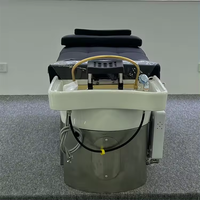 Lit de massage multifonctionnel pour salon de beauté avec hydrothérapie, LED et cadre en cuir et bois pour soins capillaires et spa