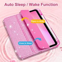 Nouvelle coque de tablette pliable à trois volets pour enfants avec paillettes brillantes et dos transparent pour iPad A16 11 2025 et iPad 10e génération 10,9