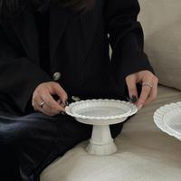 Plateau de rangement en céramique à relief de style français, plateau surélevé de haute qualité, plateau à gâteaux pour table de desserts, plat de présentation pour fête, vente en gros