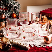 Gobelets en verre personnalisés avec logo OEM, vente en gros, gobelets festifs de Noël, tasses à café côtelées