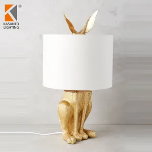 Home Decor Resin Table Lamp White Shape Polyresin /gold Rabbit Animal Living Room Cloth Ce AC Modern 80lm/w Round European 3000k