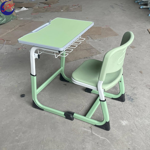 ชุดโต๊ะและเก้าอี้นักเรียนลดราคา เฟอร์นิเจอร์โรงเรียน เก้าอี้ห้องเรียน โต๊ะและเก้าอี้โลหะปรับความสูงได้ - Product Image 2