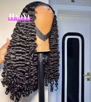 Wig Rambut Asli India 40 Inch 13x6 Deep Wave, Wig Tanpa Lem Full HD Transparent Lace Front, Wig Rambut Keriting Burma Remy HD Lace