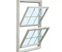 Style américain PVC UPVC Cadre en vinyle personnalisé Fenêtre à guillotine double avec inclinaison