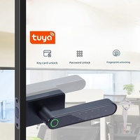 Cerradura de Puerta Inteligente Digital con Huella Dactilar Biométrica Comercial Deve, Electrónica, para Interiores, Central, Negra, Magnética, de Vidrio, Tuya