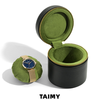 Boîtes à montres en cuir PU, étui de rangement portable pour montres, logo personnalisé, boîtes à montres rondes pour bijoux, boîtes cadeaux pour hommes et femmes, emballage de montres