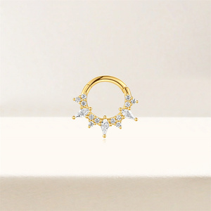 CANNER S925 Argent Sterling Anneau de nez circulaire ouvert avec zircon en losange pour piercing Daith et Helix - Product Image 3